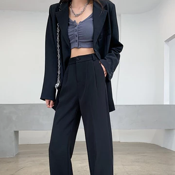 Korean Import Krem Fashion Loose Highwaist Wanita Kulot