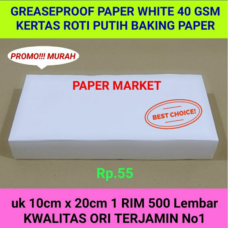Jual KERTAS ROTI PUTIH BAKING PAPER GREASEPROOF PAPER 10cmx20cm 500 ...