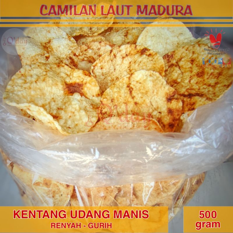 Jual Kentang Udang Manis Renyah Gurih 500 Gram Siap Makan Asli Alami Camilan Laut Madura Qday 2110