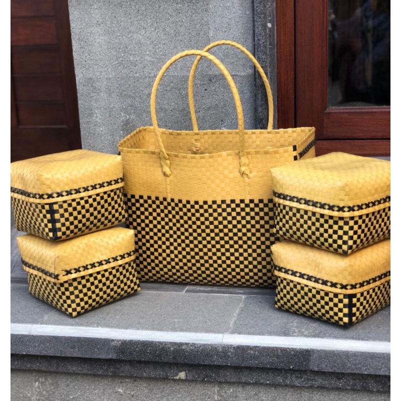 Jual Set Tas Keben plastik kaca isi 4 gratis besek bambu/ Tas keben