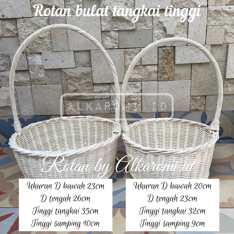 Jual Rotan kotak hampers / rotan bulat premium dobel tangkai tinggi ...