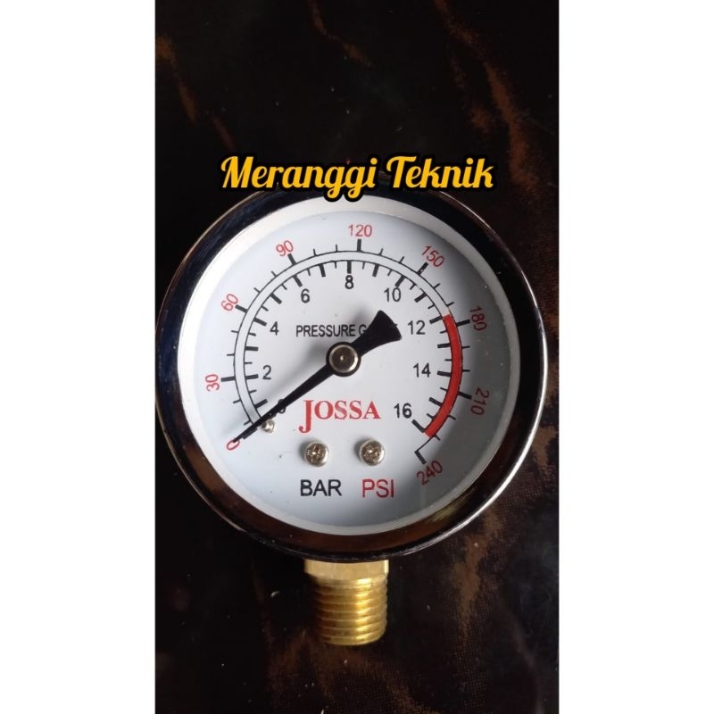 Jual id796 Manometer 16 bar meteran angin pressure gauge kompresor ...
