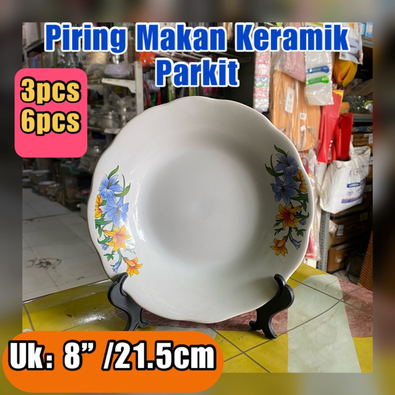 Jual Piring Makan Keramik Parkit 8 21cm Piring Makan Kembang 6pcs