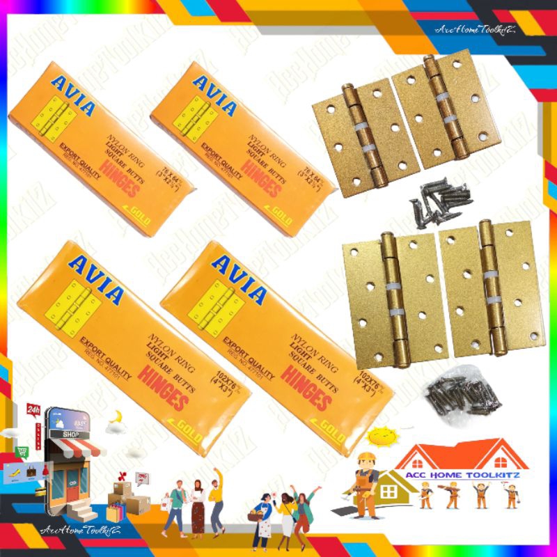 Jual 1 PASANG ENGSEL AVIA MURAH PINTU JENDELA KUPU KUPU 3