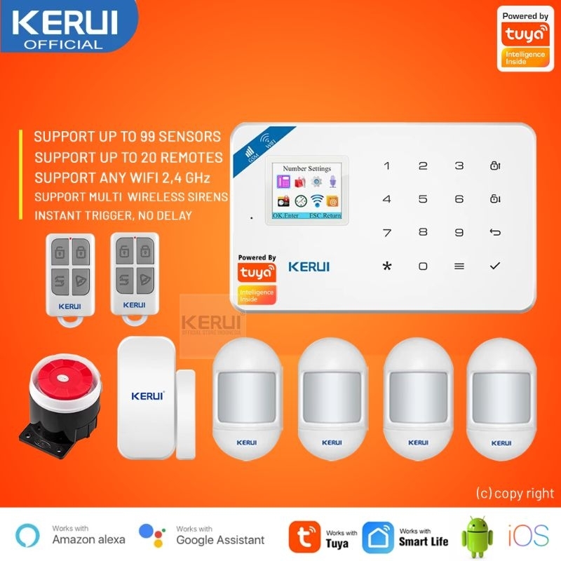 Jual Kerui W Tuya Wifi Gsm Wireless Sensor Alarm Rumah Shopee