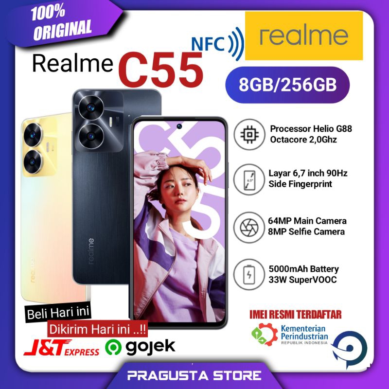 Jual Realme C55 NFC Ram 8GB Rom 256GB 8/256 & 6/128 Garansi Resmi Realme 1  Tahun