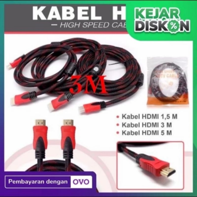 Jual kabel hdmi 3m 3 meter laptop ke tv (hdmi to hdmi) | Shopee Indonesia