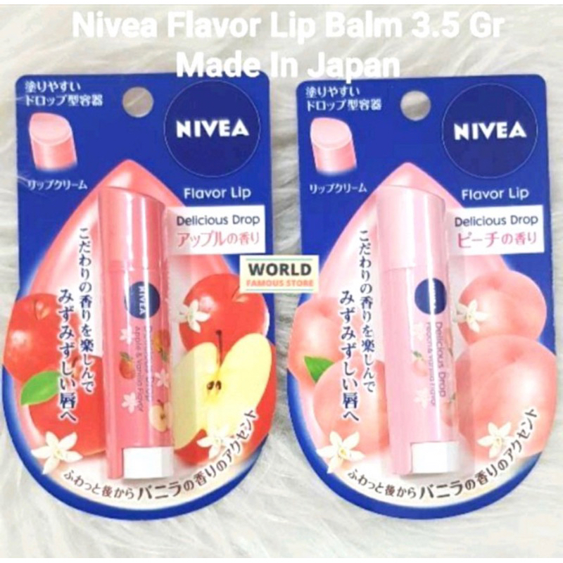 Jual NIVEA FLAVOR DELICIOUS PEACH / MOIST PURE COLOR LIP BALM MADE IN