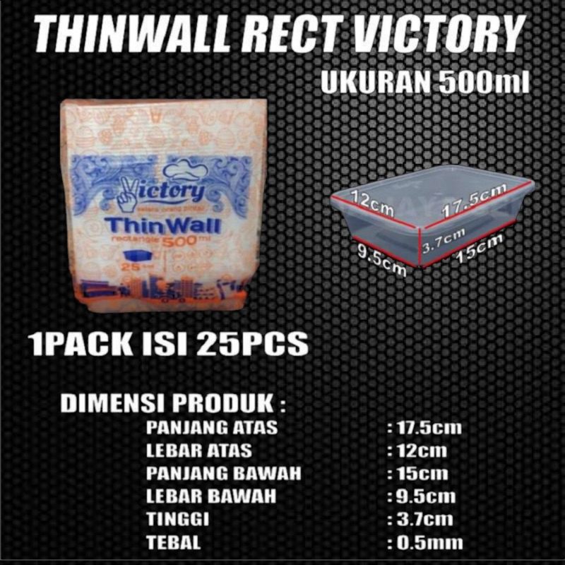 Jual THINWALL RECTANGLE VICTORY PERSEGI 500ml 650ml 750ml 1000ml KOTAK ...