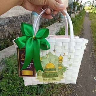 Jual tas anyaman decoupage idul fitri , tas idul fitri, tas hampers
