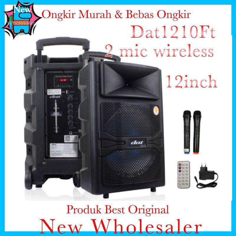 Jual speaker aktif portable Dat Dt1210FT 12inch 2 mic wireless DT 1210