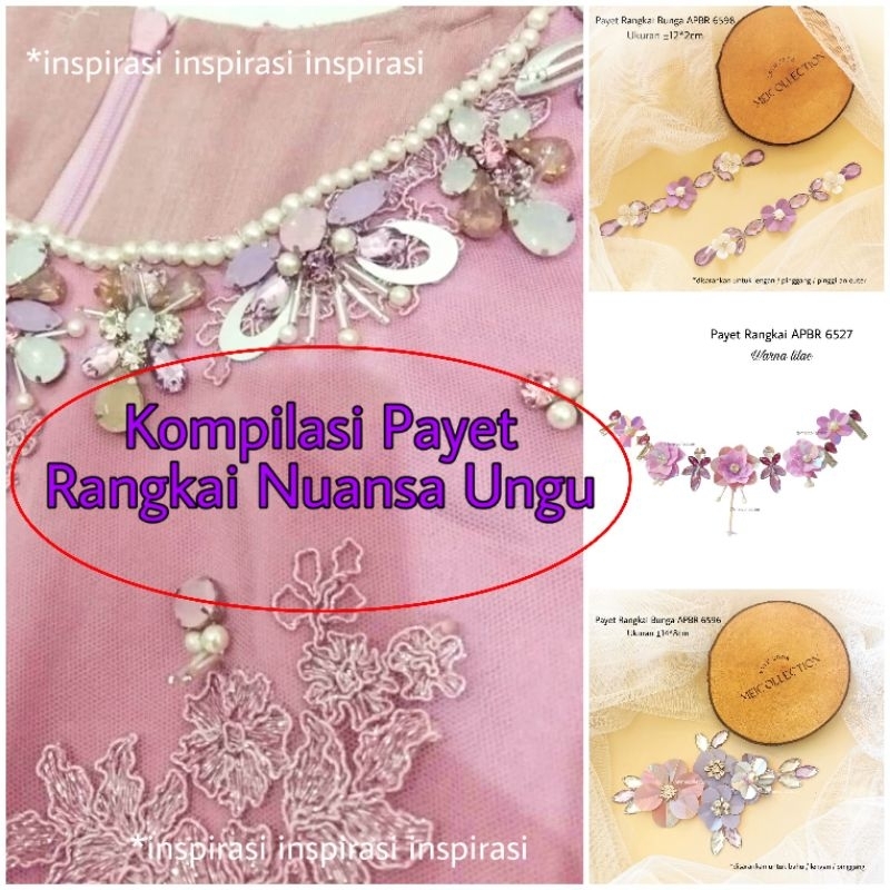 Jual Payet Rangkai Mutiara Permata Kompilasi Nuansa Ungu Bunga 3d