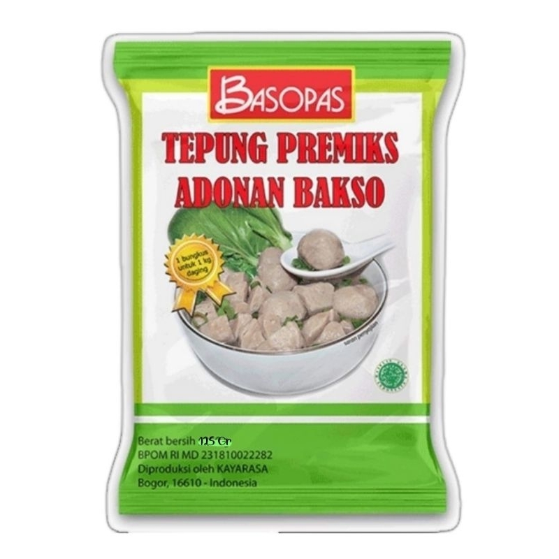 Jual Basopas Tepung Premiks Adonan Bakso 125 Gram 1 Pack 16 Pcs