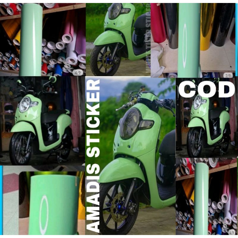 Jual Stiker Skotlet Hijau Pastel Scotlite Motor Warna Hijau Muda Glossy