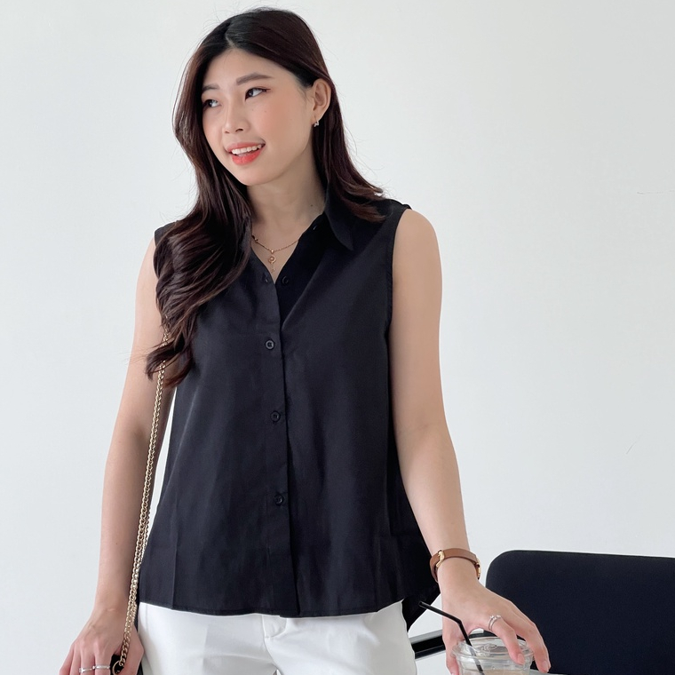 Blouse basic Tanpa Lengan Grachilla Black