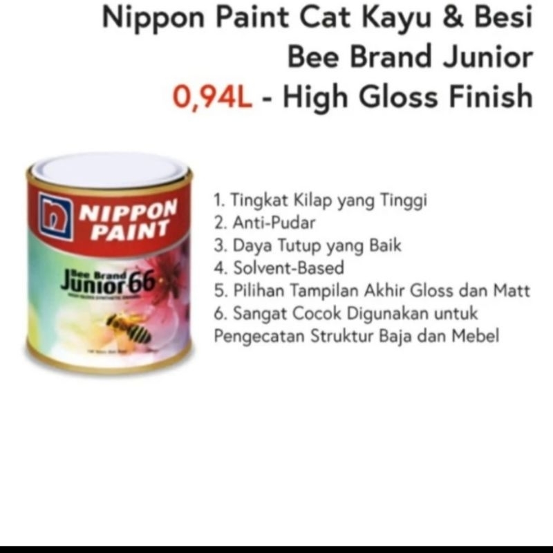 Jual Cat Kayu Dan Besi Nippon Bee Brand Junior Nippon Paint L