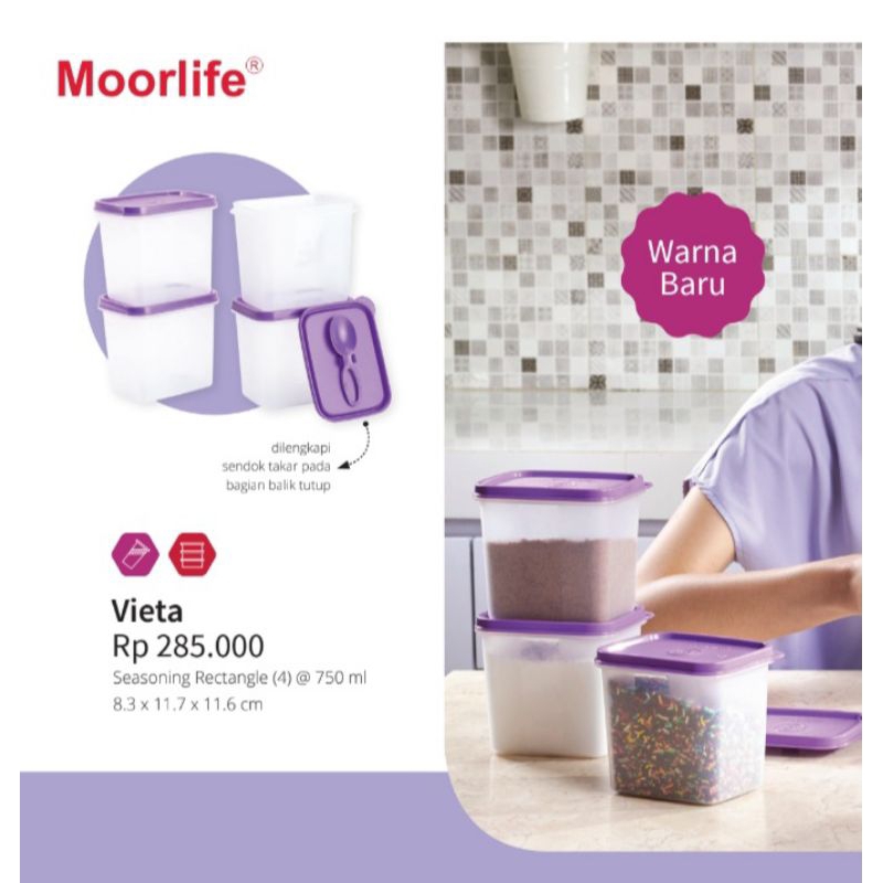 Jual MOORLIFE Tempat Bumbu Ada Sendok Takar Di Bagian Balik Tutupnya ...