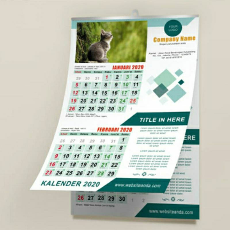 Jual Kalender Dinding ( 6 Lembar / 2 Bulanan ) Custom Desain | Shopee
