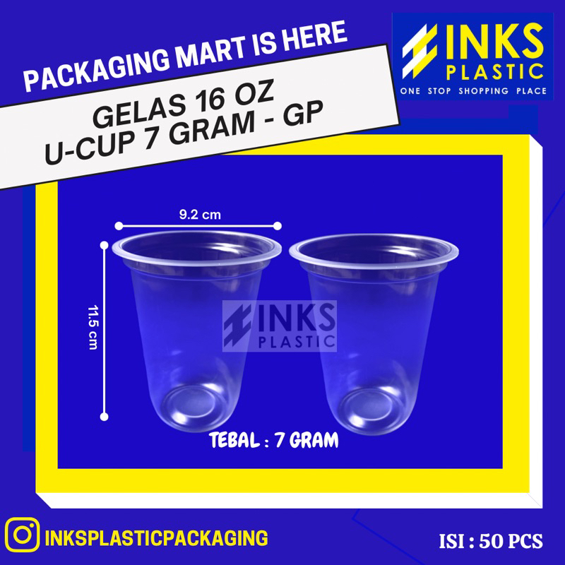 Jual Gelas Plastik 16 Oz U Cup Tebal 50 Pcs Shopee Indonesia 0785