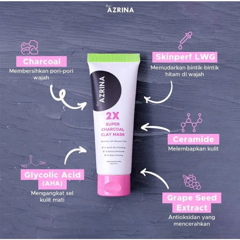 Jual NEW AZRINA 2X Super Charcoal Clay Mask 25ml & 50ml | Shopee Indonesia