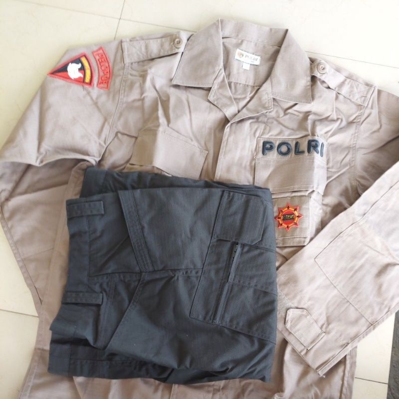 Jual Seragam Pdl Coklat Two Tone Tactical Brimob Shopee Indonesia