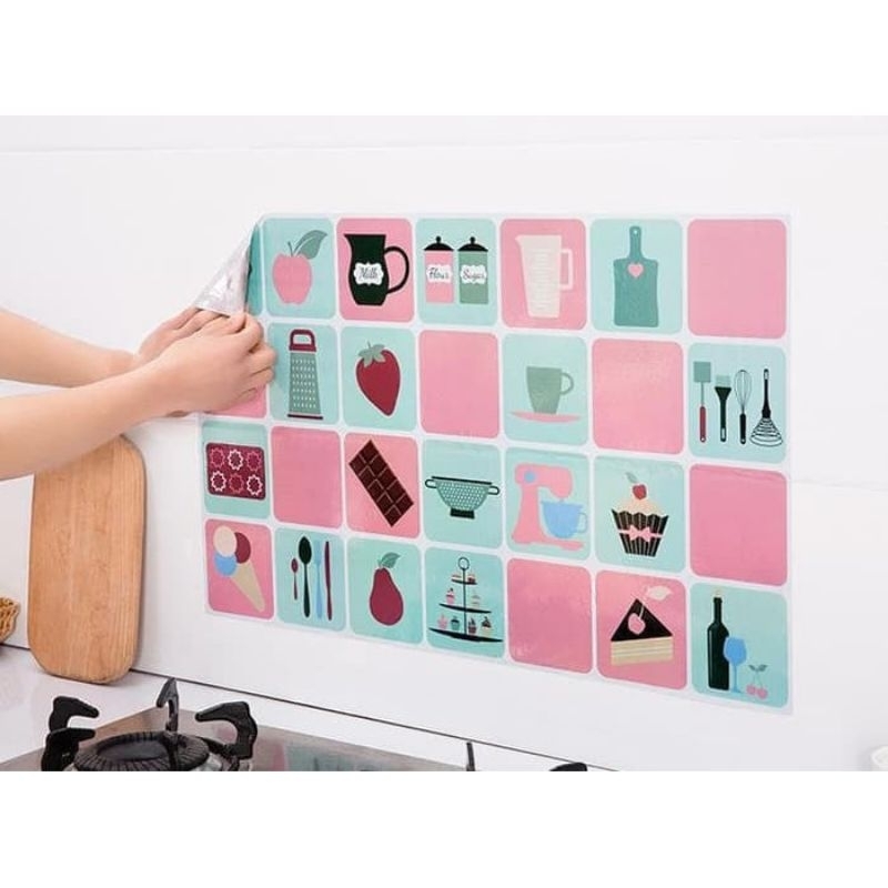 Jual Sticker Dapur Wallpaper Dapur Motif Anti Air Minyak Tahan Lama ...