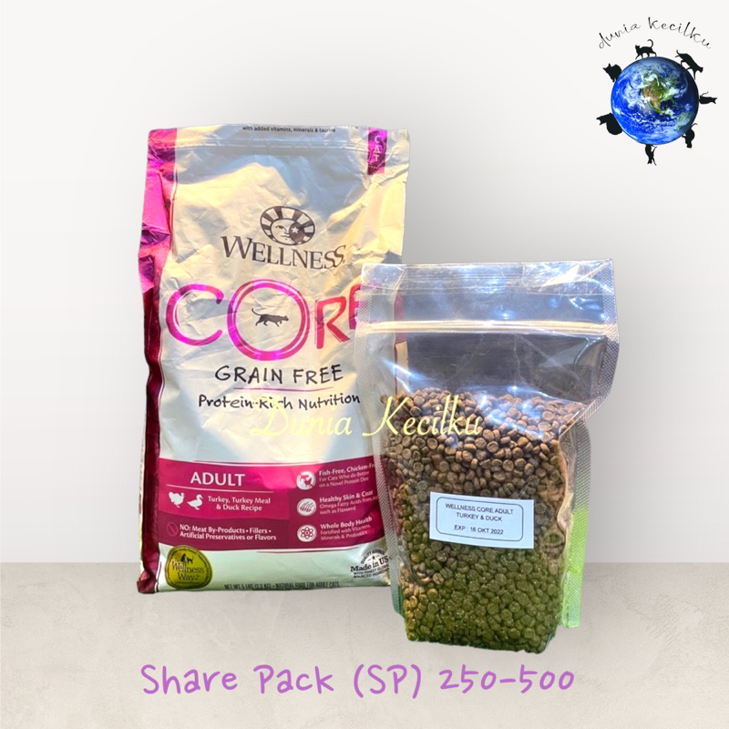 Jual Wellness Core Grain Gree Premium Adult Cat Food Turkey & Duck REPACK 250gr 500gr Shopee