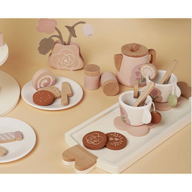 Jual mainan kayu afternoon tea set natural wood color/ mainan kayu ...
