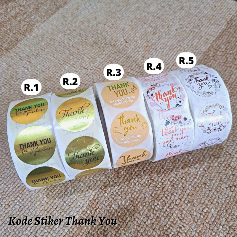 Jual 1roll Stiker Thank You isi 500pcs Sticker Bulat size 2,5cm
