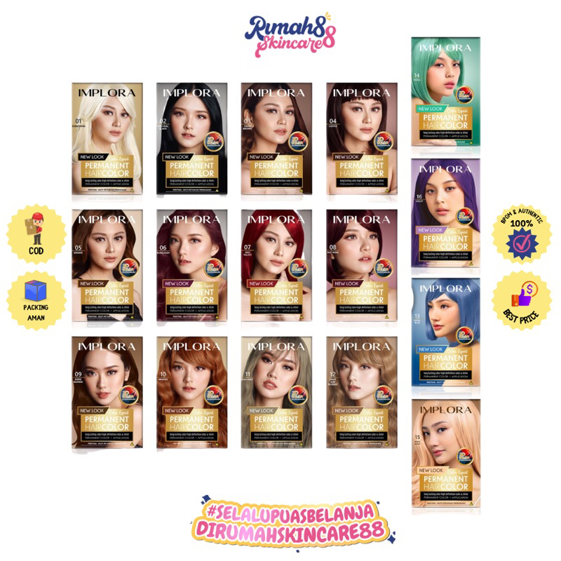 Jual RSC 88 - IMPLORA New Permanent Hair Color BPOM Cat Warna Rambut ...