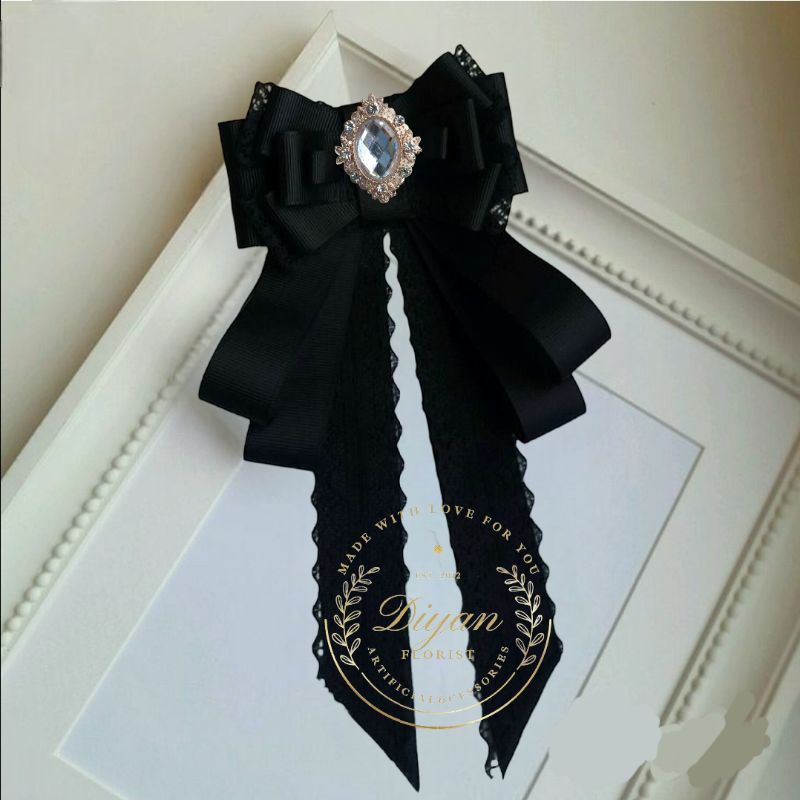 Jual pita brooch // korean ribbon brooch aplikasi dekorasi | Shopee ...
