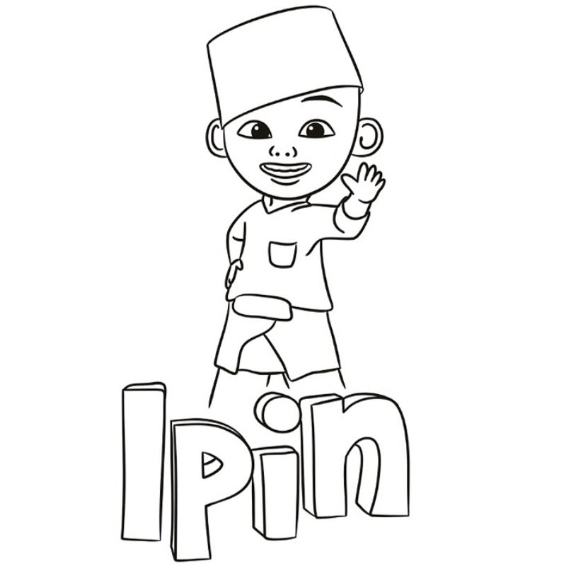 Jual Gambar Sketsa Mewarnai Edisi Upin Ipin Peci / Seketsa Lukis