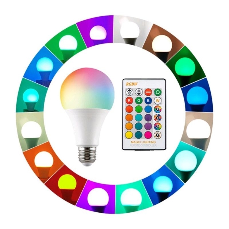 Jual Bohlam LED RGBW 7 Watt Remote Control 16 Warna Dimmable / Lampu ...
