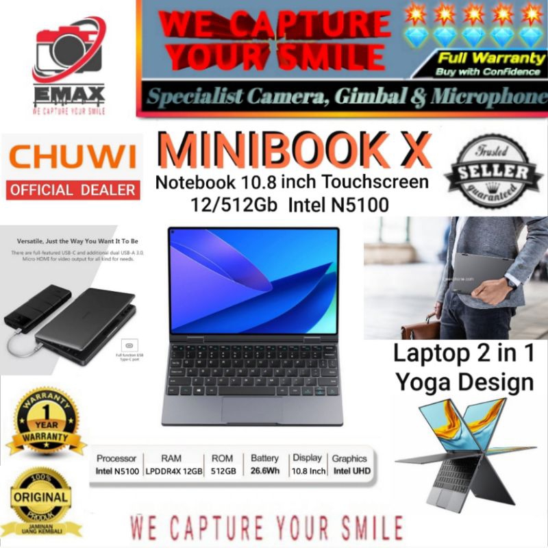 Jual CHUWI MINIBOOK X Laptop Mini 10.51 inch Full Screen RAM 12 / 512Gb ...