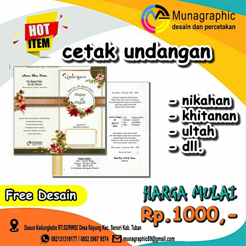 Jual 100 lembar undangan pernikahan,undangan custom,undangan khitanan ...