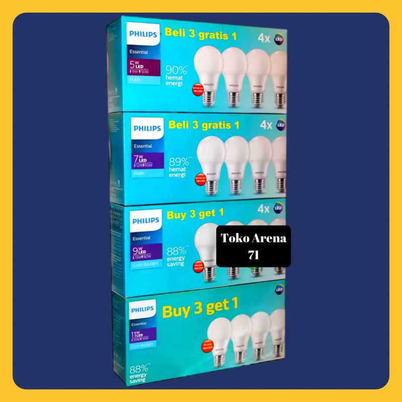 Jual Lampu Philips LED Essential Paket 5W 7W 9W 11W LED ESS Multipack 5 ...