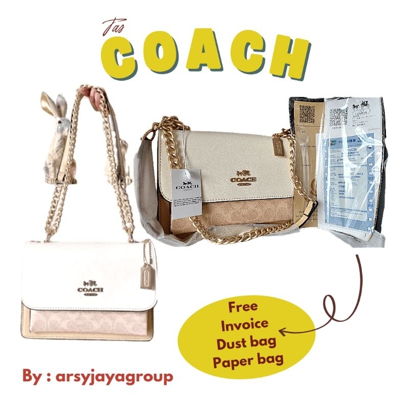 Jual TAS COACH018 White Spell Khaki Shopee Indonesia