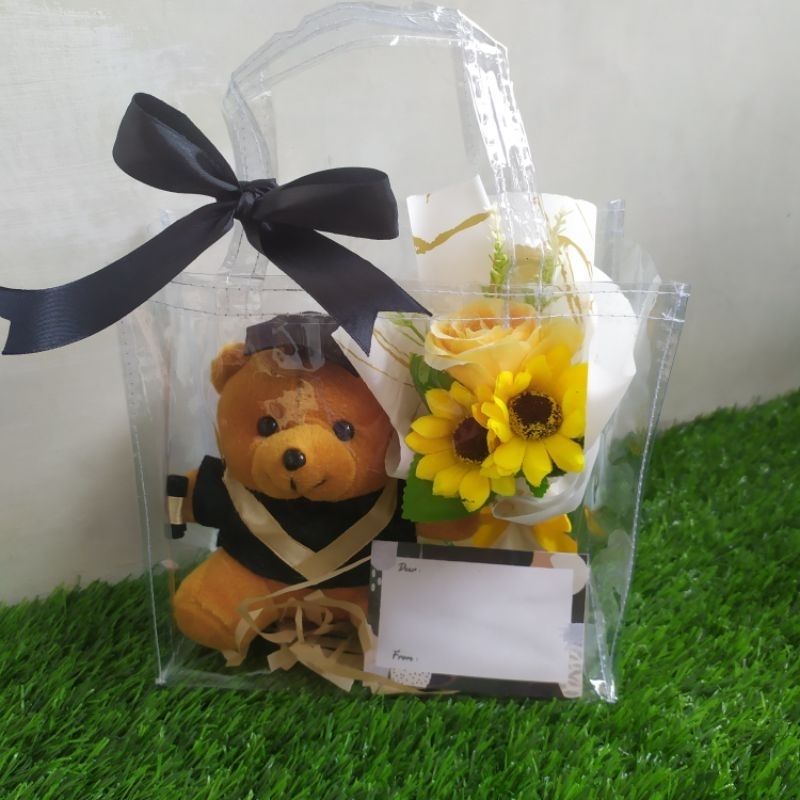 Jual T Bag Hampers Wisuda Tas Mika Transparan Buket Bunga Boneka Custom Medali Akrilik 