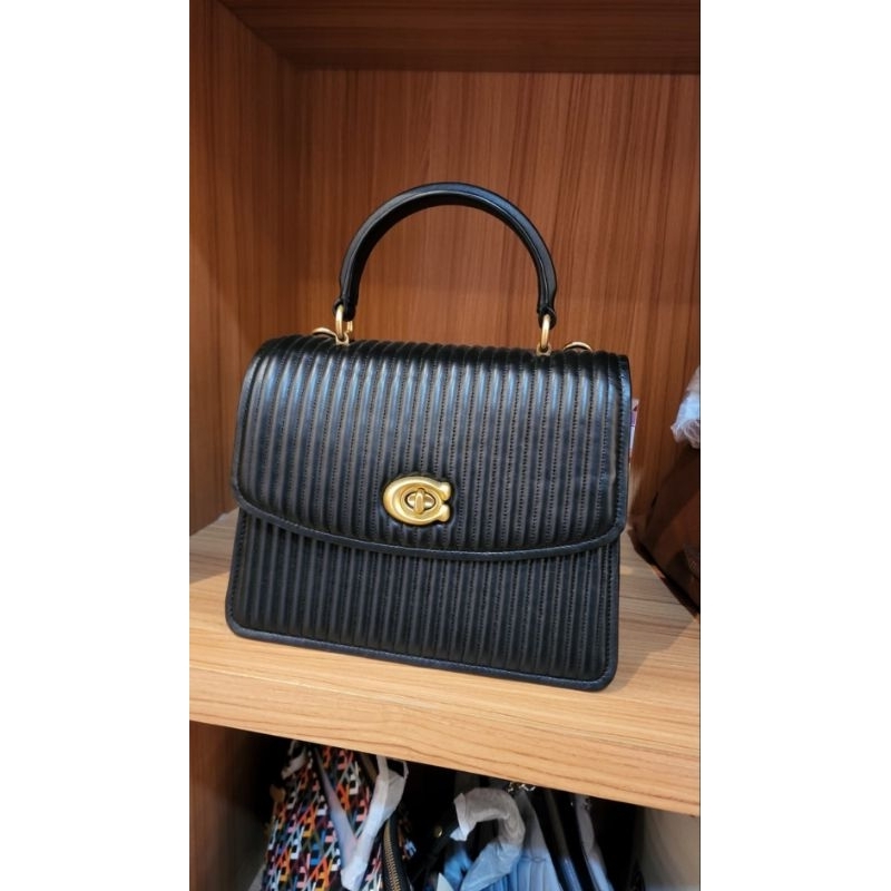 Jual coach parker quilted top handle black (dust bag polos) Shopee