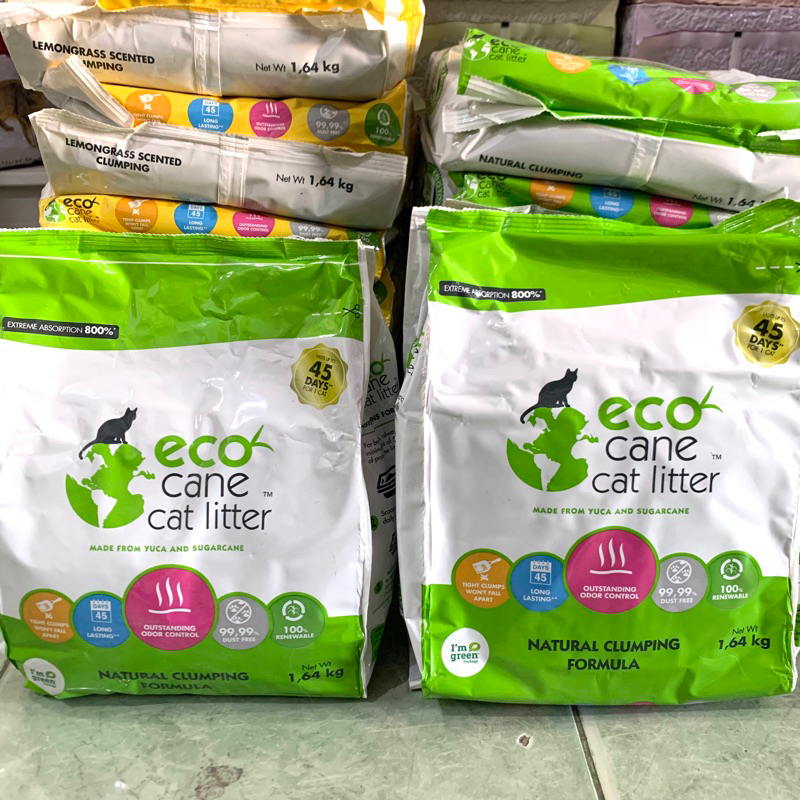 Jual ECO CANE NATURAL CLUMPING CAT LITTER NATURAL 1.64 Kg (NON TOFU