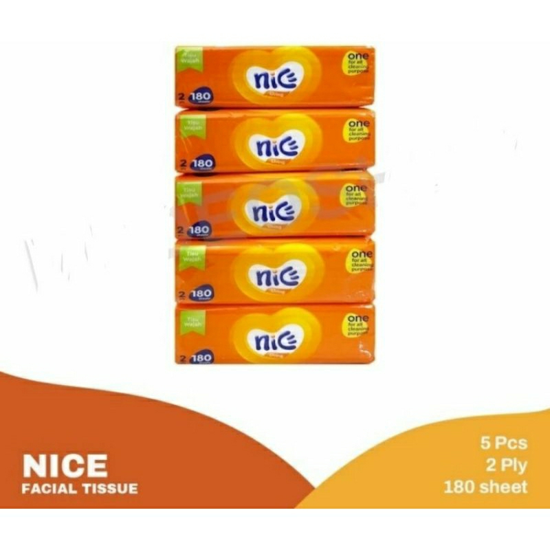 Jual Tissue Nice kemasan baru 180sheets x 5pack (isi 5pack) | Shopee ...