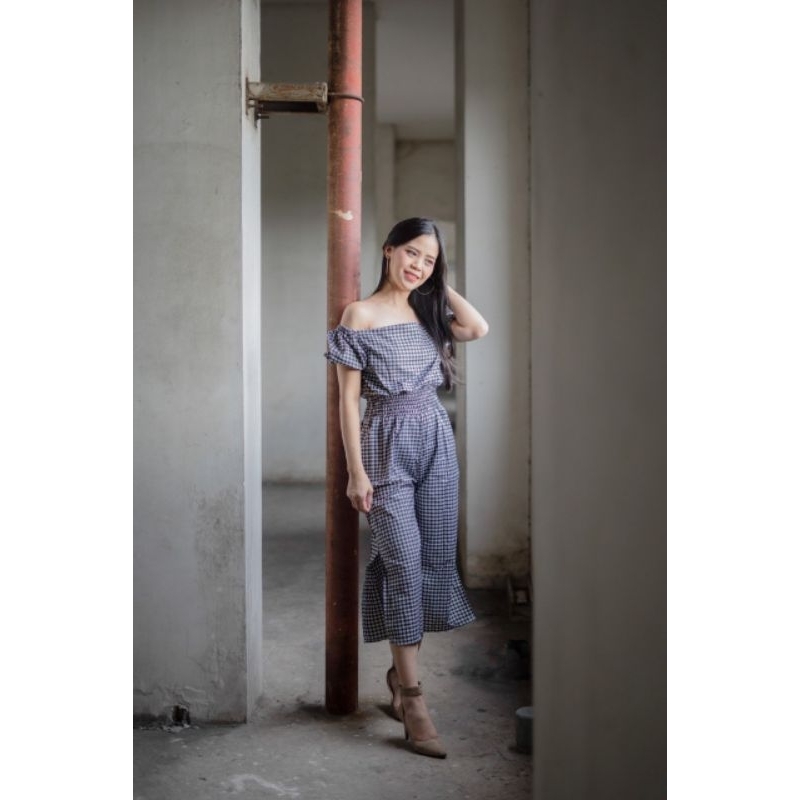 Jual 972 jumpsuit kotak kotak katun adem Shopee Indonesia