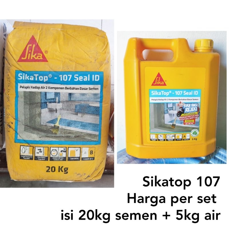 Jual Sikatop 107 Seal 2 Komponen 20kg Semen 5kg Air Pelapis Anti Bocor Dak Beton 25kg Shopee