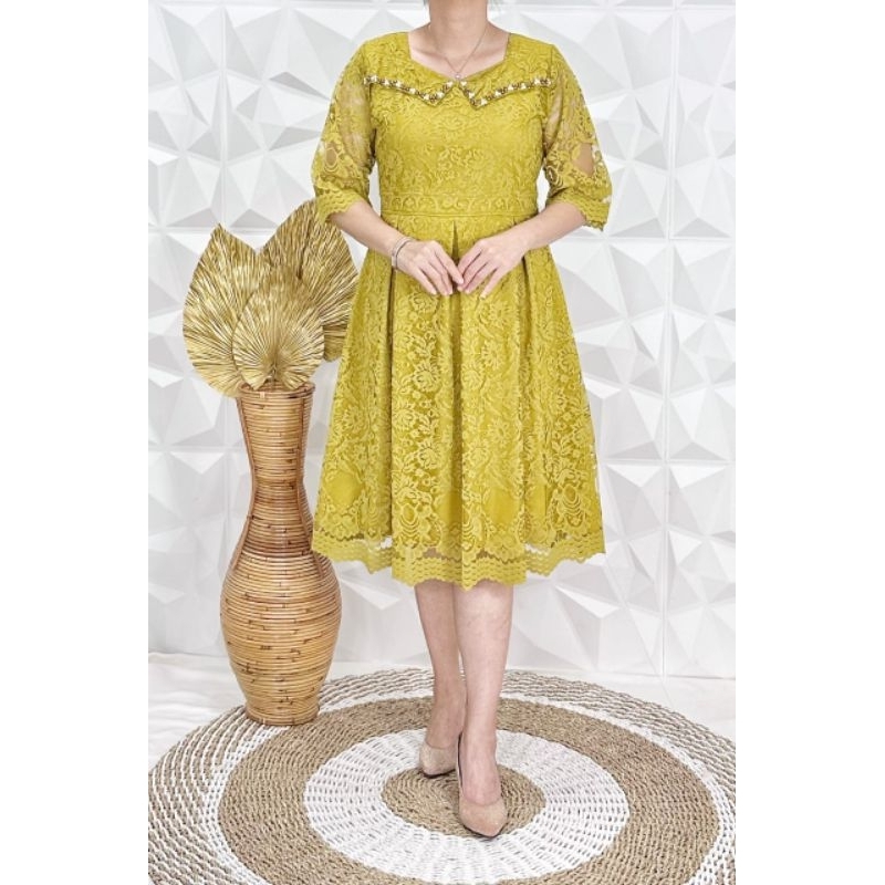 Jual dress brokat wanita, Dress import bahan brokat premium | Shopee