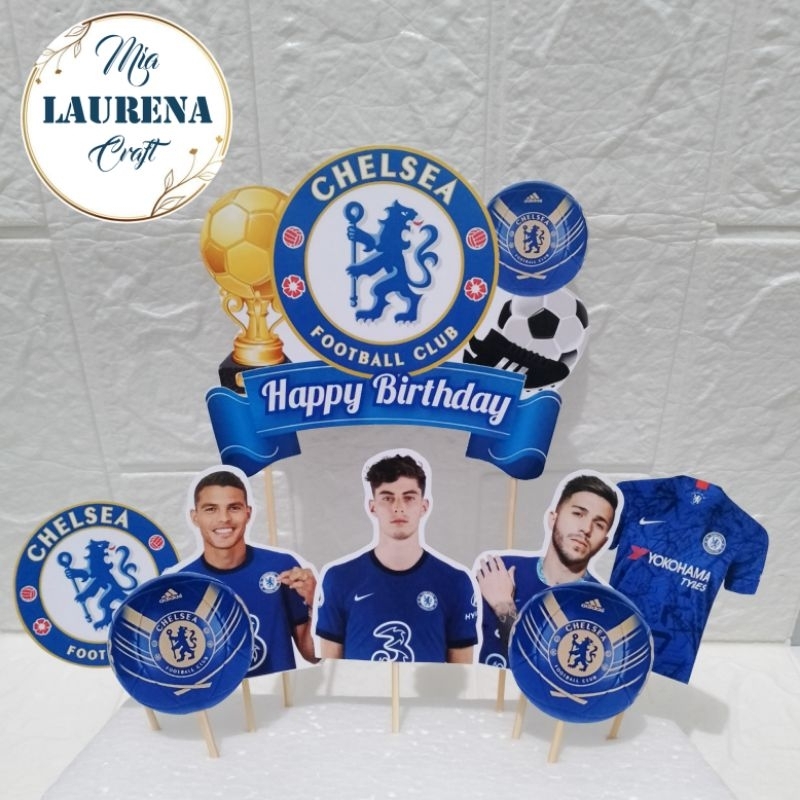 Jual Topper birthday cake hiasan kue ulang tahun tema bola Chelsea