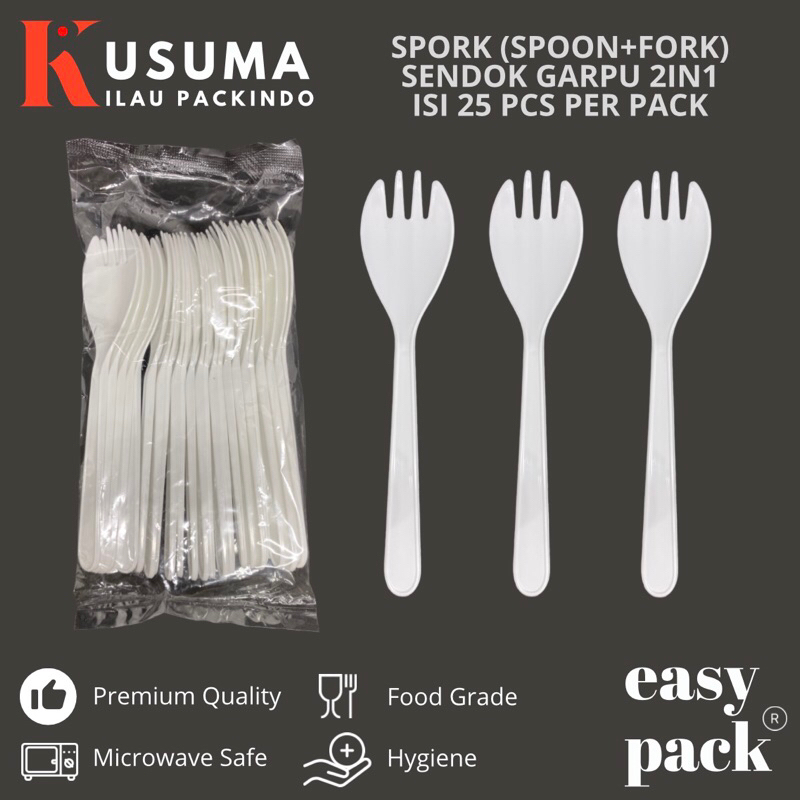 Jual Spork Senpu 2in1 Sendok Garpu Plastik Isi 25pcs Per Pack Warna