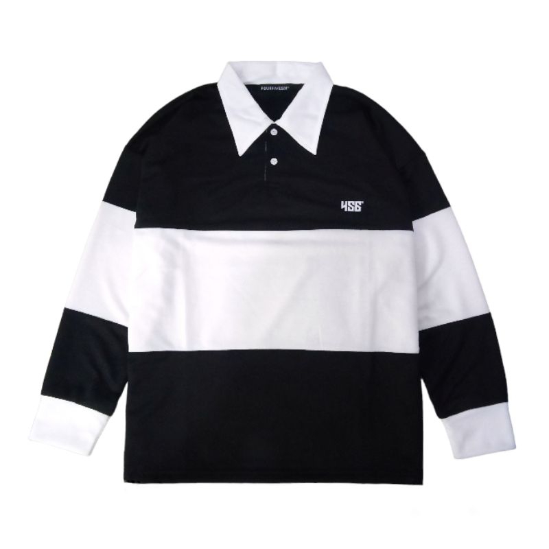 Jual Fourfivesix Vintage Rugby Shirt Classic Black White Shopee Indonesia