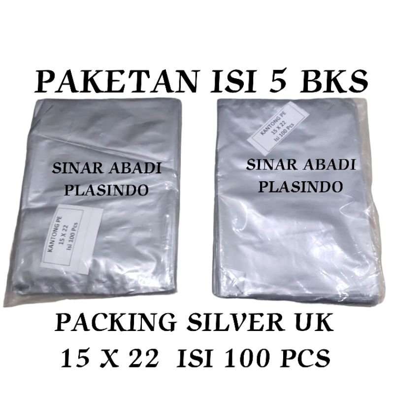 Jual PLASTIK PACKING SILVER UK 15X22(5 BKS),KANTONG PLASTIK PACKING ...