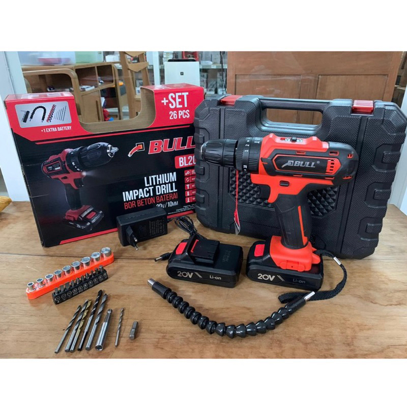 Jual Mesin Bor Baterai Bull BL20V - Cordless Impact Drill Bull BL20V ...