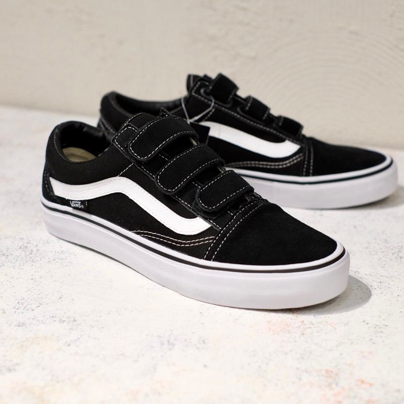 Jual VANS OLDSKOOL PRO VELCRO BLACK/WHITE ORIGINAL | Shopee Indonesia